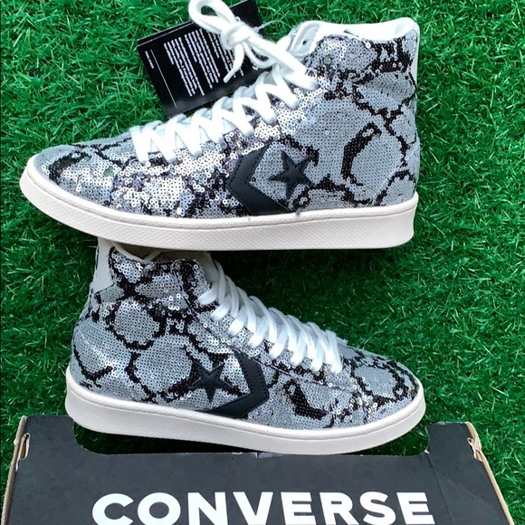 Converse PRO Leather mid silver/vintage wht/blk WM - Picture 13 of 16